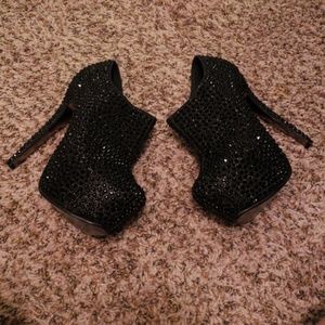 Black Crystal Ankle Boots